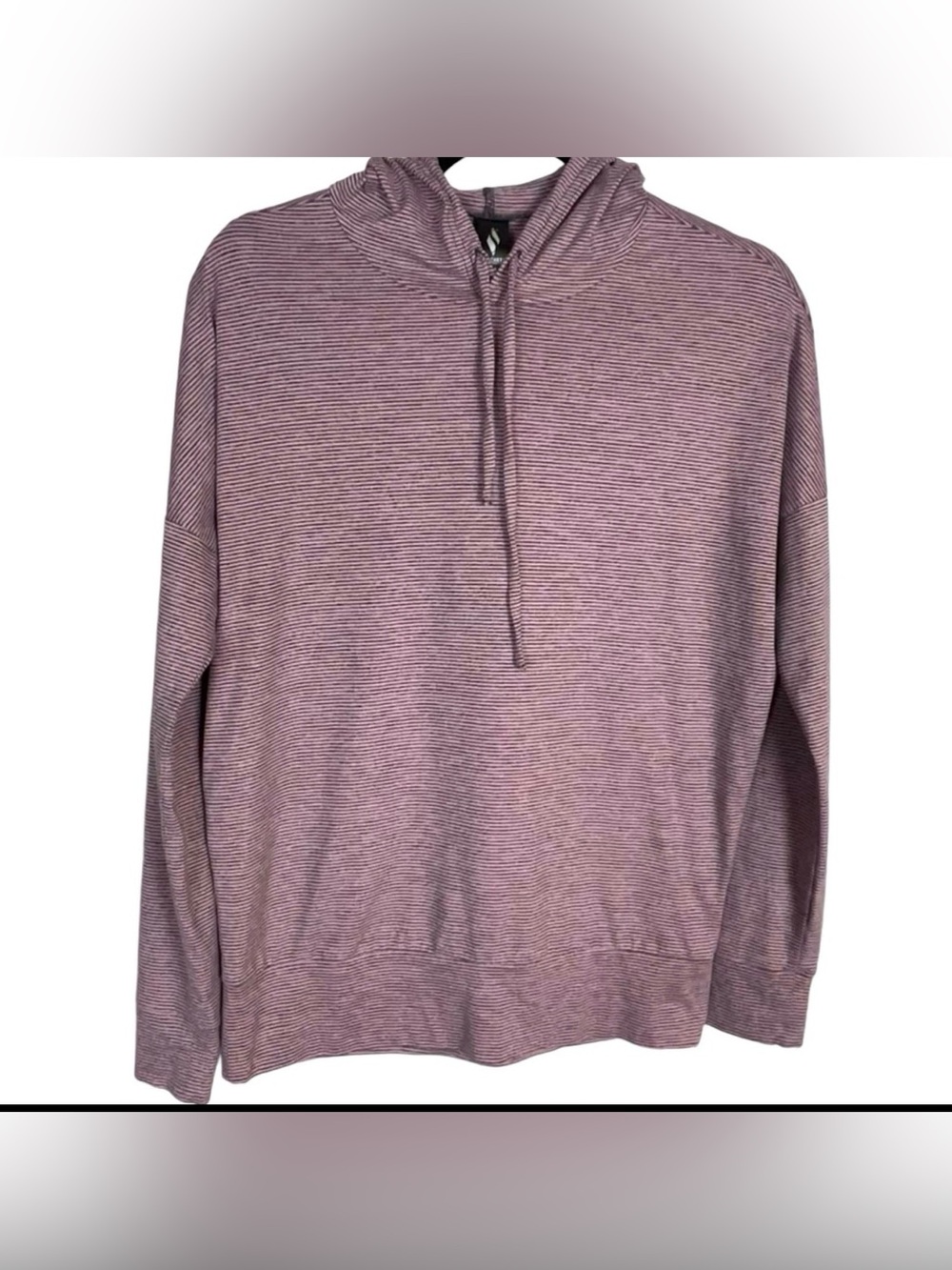 Skechers Hoodie Womens Sz Large Pink Gray Striped Pullover Long Sleeves NWOT